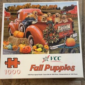 NWT Vermont 1000 Piece Puzzle, Fall Puppies. Sealed inside box.